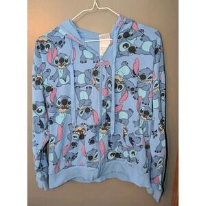 Disney Lilo & Stitch Kid's LS Blue Hoodie Sweatshirt Zippered Size Large (11-13)